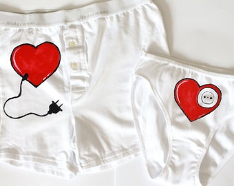 Couple lingerie men boxer and women panties fun sexy underwear unique present for lovers valentines day