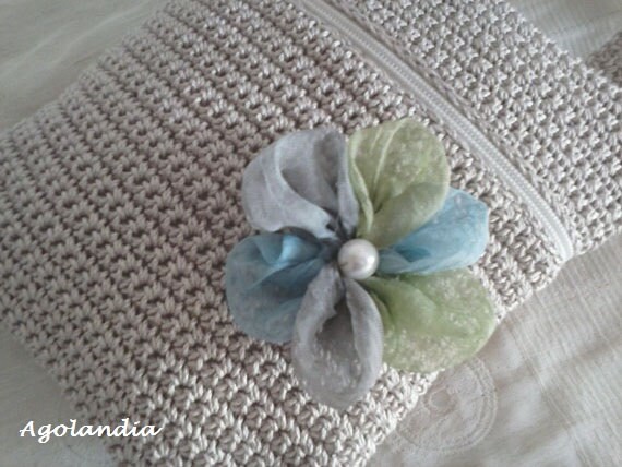 Purse Crochet and Silk Handbag Handmade Shoulder by Agolandia