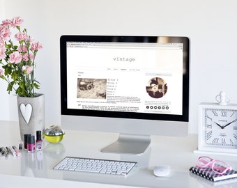 Vintage - WordPress Theme Premade Blog Template Design - Social Media Icons Gift