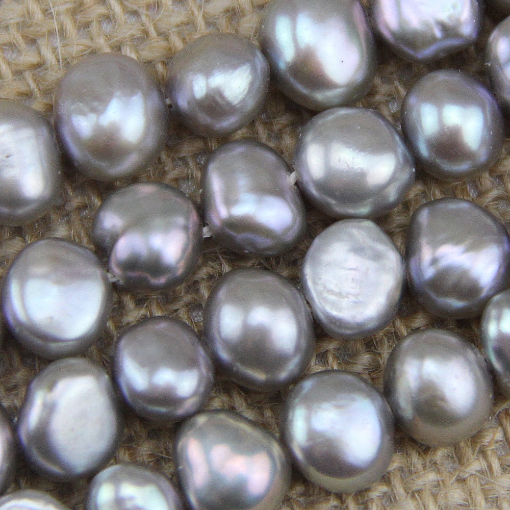 baroque freshwater pearls for beading 78mm grey by PearlOnly