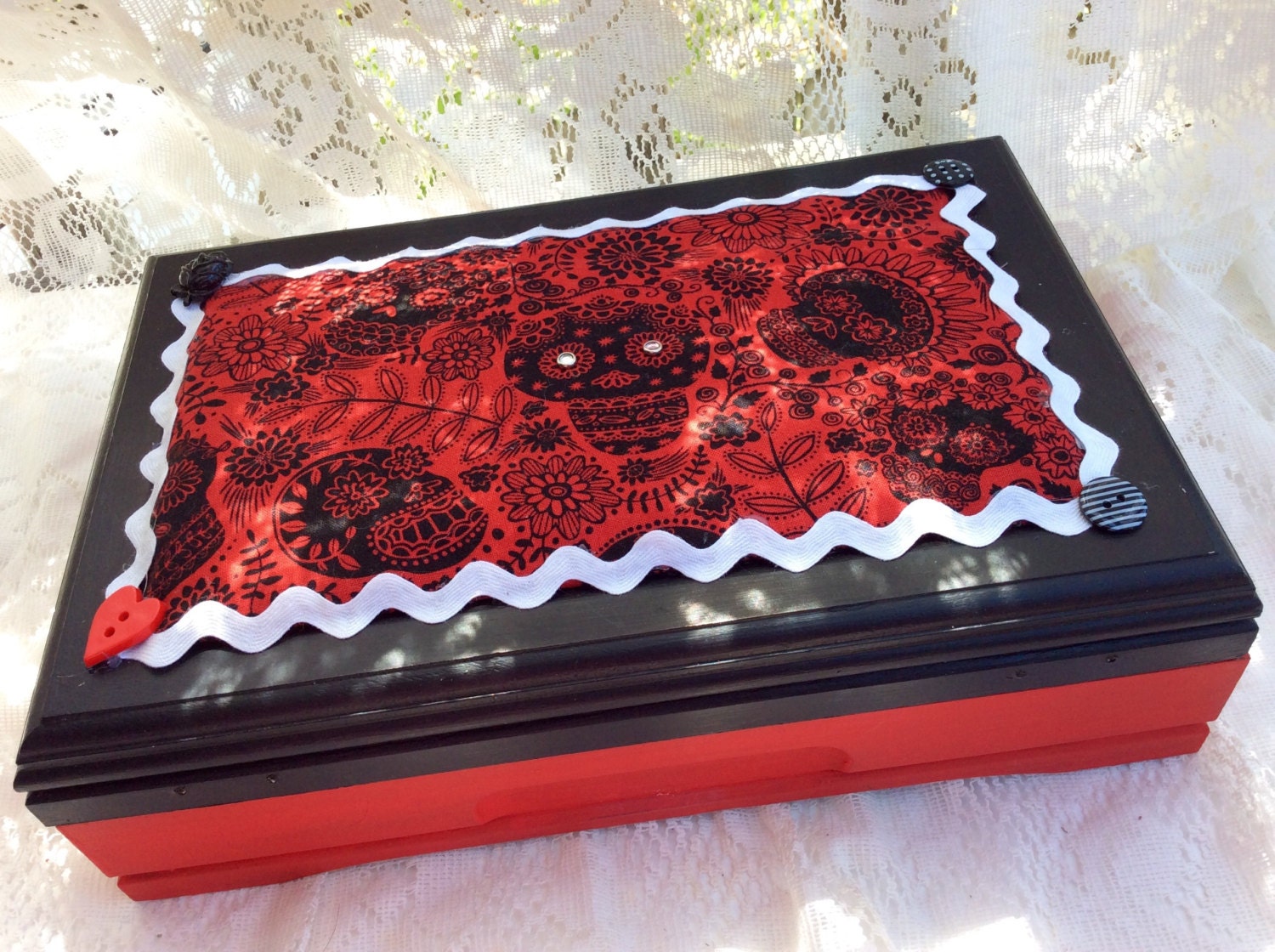 Sugar Skull Gothic Jewelry Box Wood Painted Jewelry Box