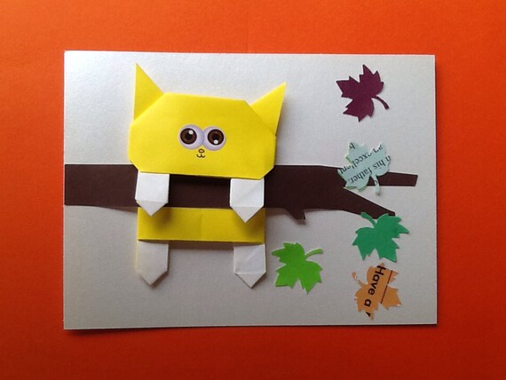 Card Origami Cat Bookmark Paper Cat Bookmark with by JollyCards