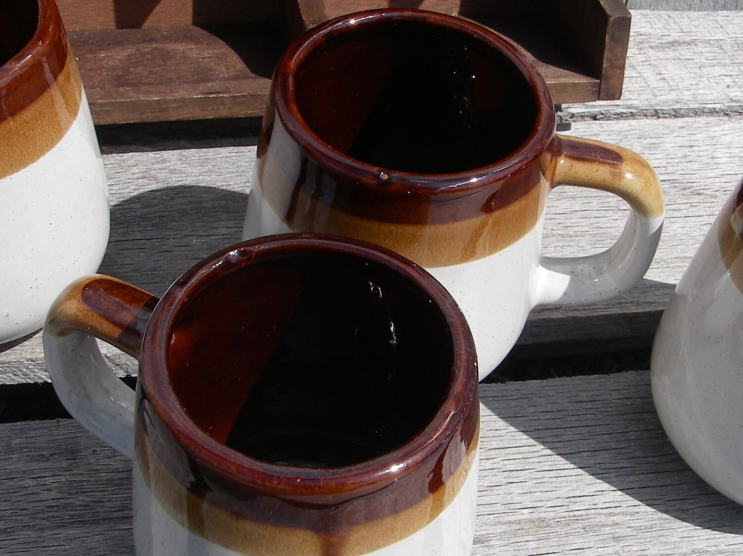 Vintage Coffee Cups Set of Four Stoneware by tnjsvintagetreasures