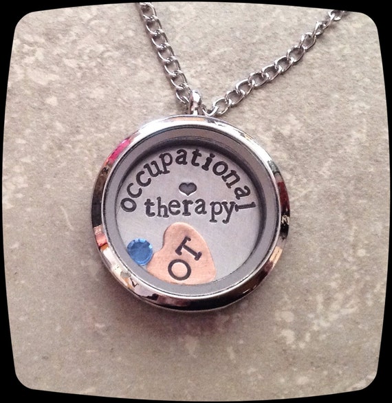 Items similar to Occupational Therapist Jewelry, OT Floating Locket, necklace, Occupational