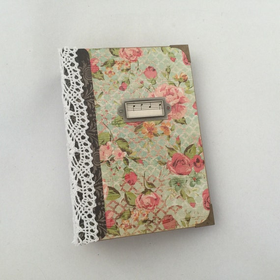 Vintage floral title journal tea dyed by