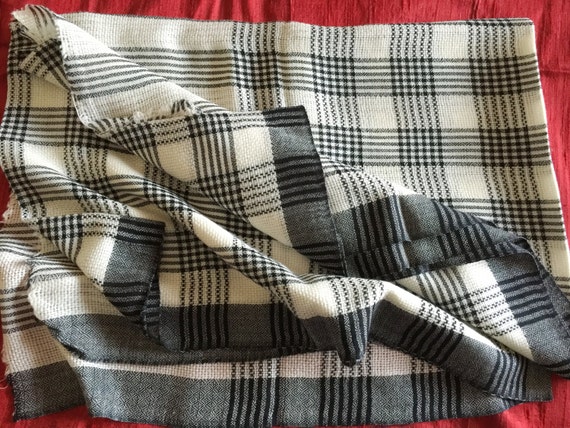 Plaid Scarf Shawl Wrap in white with black line checks all over the body. An all-season wear in pure wool.