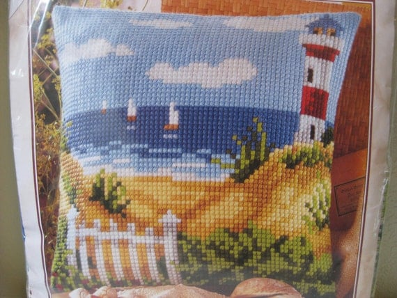 Needlepoint Pillow Kit Vervaco Lighthouse Kit Cross Stitch