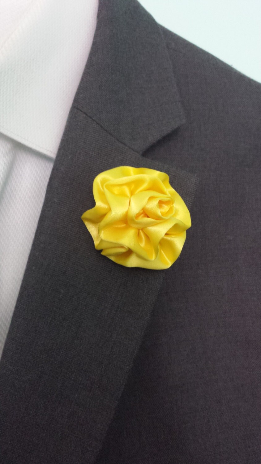 Golden Yellow Satin Lapel Flower by DexterityLapelPins on Etsy