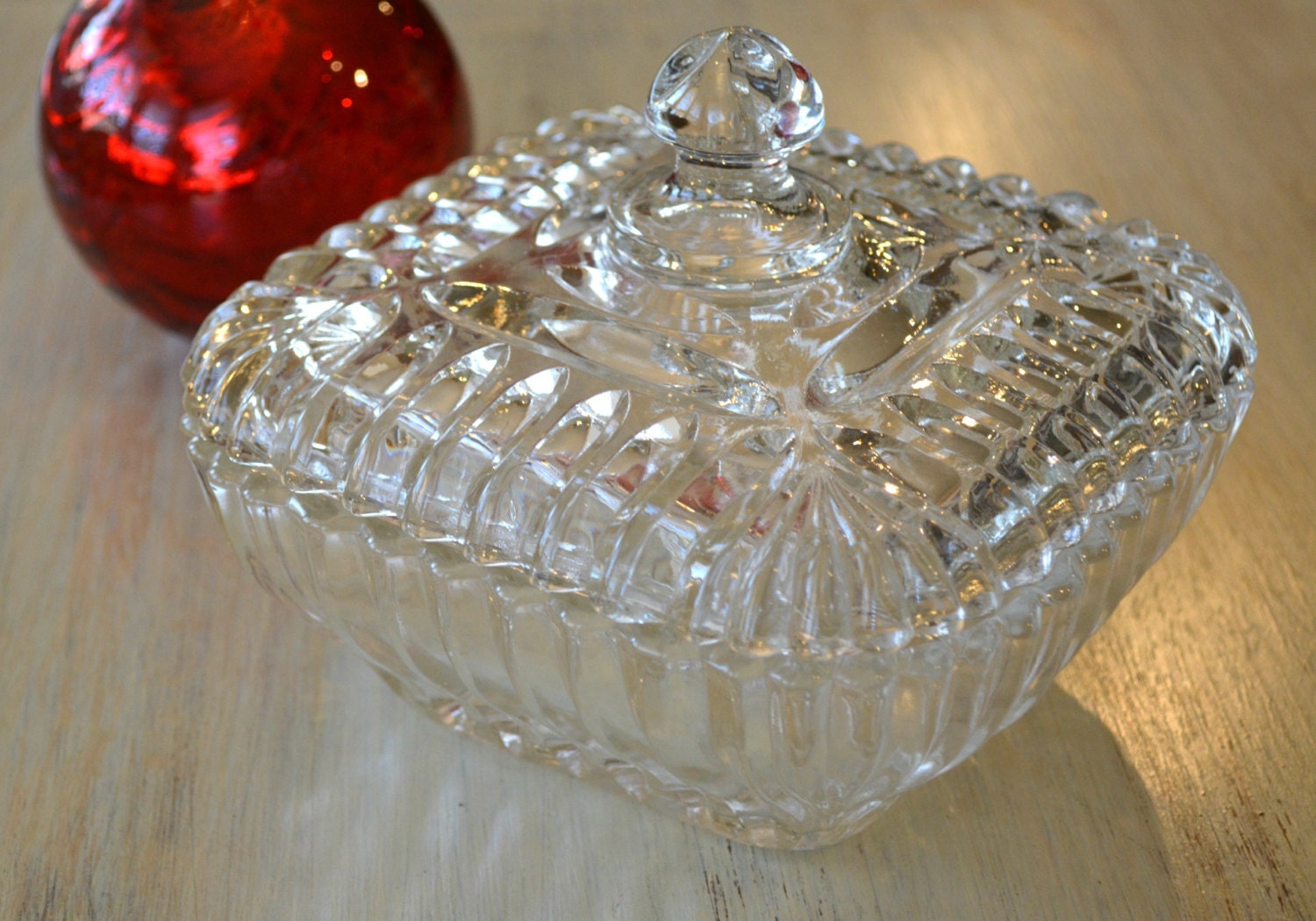 Candy Dish with Lid Square Dish Smith Glass by DejaVuHomeInteriors