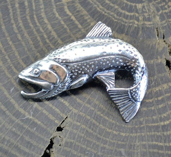 TROUT Sterling SILVER Pendant Necklace Ag Fish by WulflundJewelry