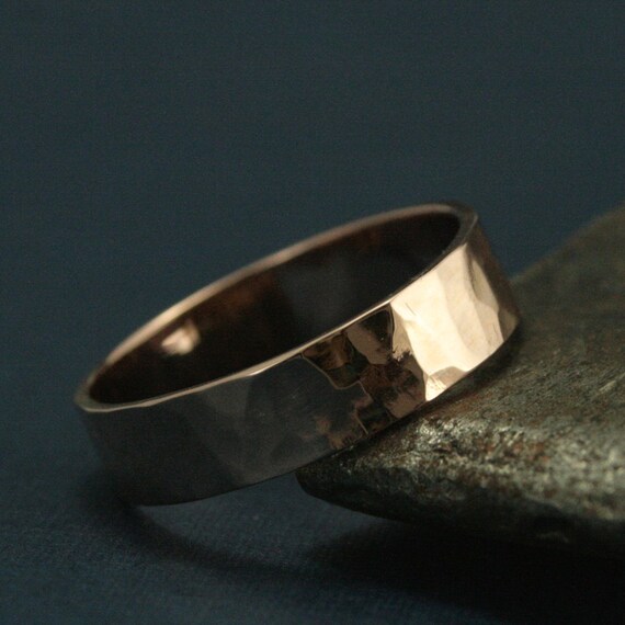 hammered pipe style wedding rings