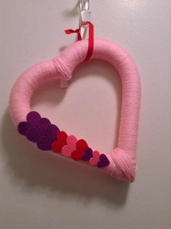 SALE! SALE! Heart-shaped Valentine's Day Yarn Wreath