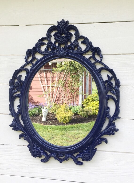 Baroque Navy Blue Mirror Large Wall Hanging by FarmHouseFare