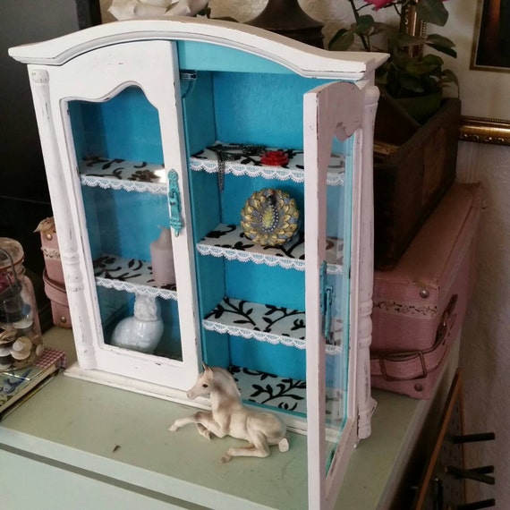Sale Painted Wood Curio Vintage Upcycled Curiosity