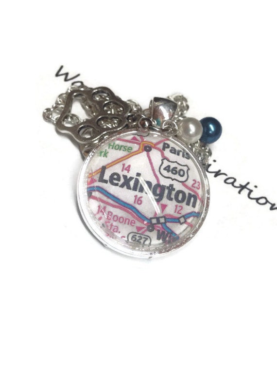 Kentucky Wildcats necklace Lexington map by WoodlandInspiration