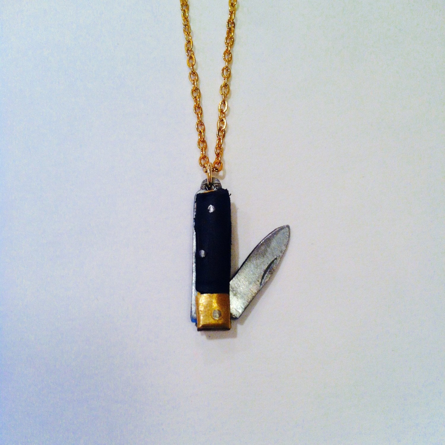 Mini knife pocket knife necklace made with a real by MaiaOrion