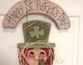 Saint Patrick's day, leprechaun, primitive door greeter, Irish decor, shamrock