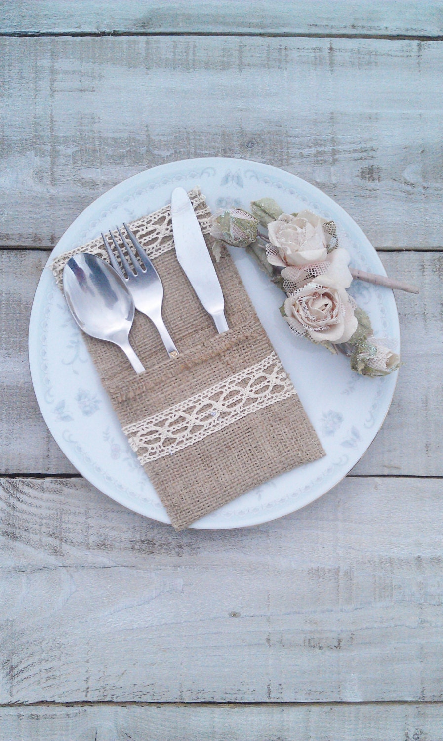 Burlap Silverware Holder Burlap Cutlery Holder Flatware