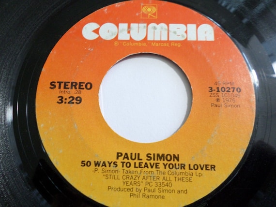 Paul Simon 50 Ways To Leave Your Lover vinyl 45 by Muskmellons