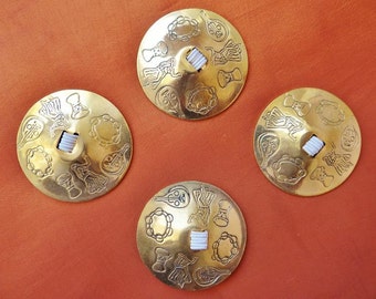 Luxury Belly Dance 2-Tone ZILLS Set Finger Brass Cymbals...4 Pieces...Top Quality...2016 COLLECTION