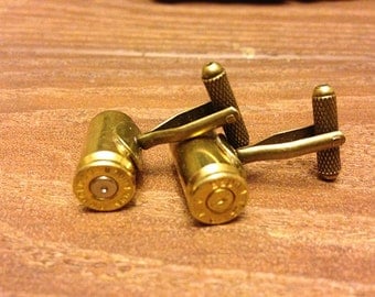 9mm Bullet Cufflinks Antique Style - 9mm Ammo Jewelry Cufflinks - Pair