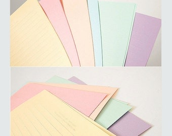 Stationery Letter set (12 Writing Sheets. 6 Envelopes) - Pastel Rainbow color Set