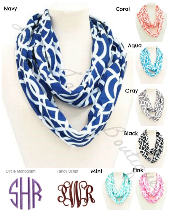 Monogram Vine Scarves (please list monogram and font in comment box)