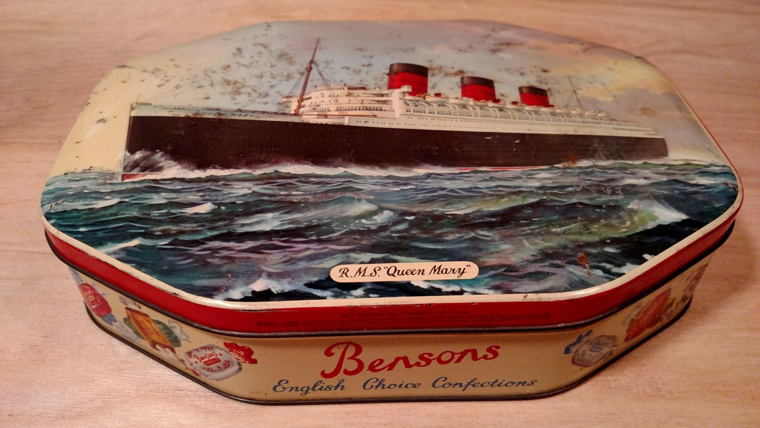 Vintage Bensons Confectionery Tin RMS Queen Mary / Bensons