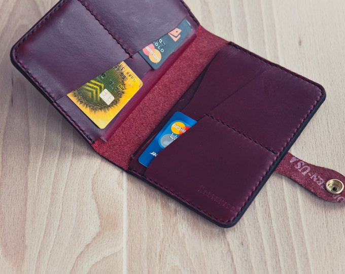 Horween Cherry Red Cavalier Travel Wallet/Passport holder/Horween Leather Travel Organizer/ Passport Case/ Passport wallet/Travel wallet