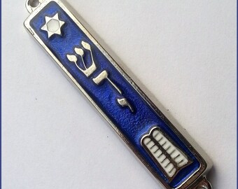 10 Commandments Mezuzah silver plated Jewish 3" Mezuza Judaica from Israel
