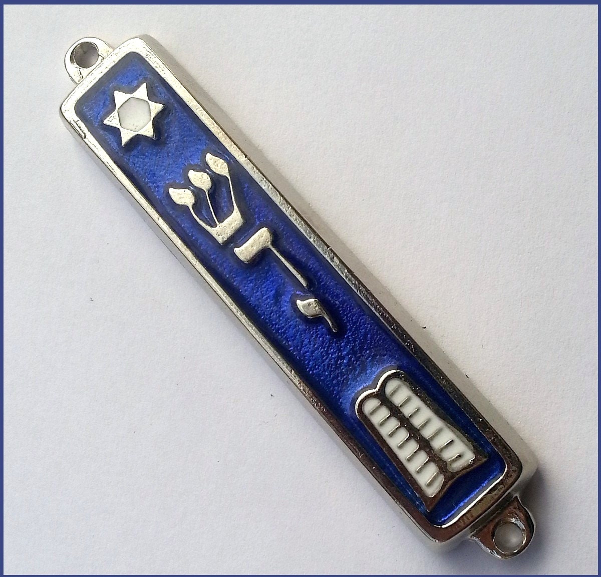 10 Commandments Mezuzah silver plated Jewish 3 Mezuza