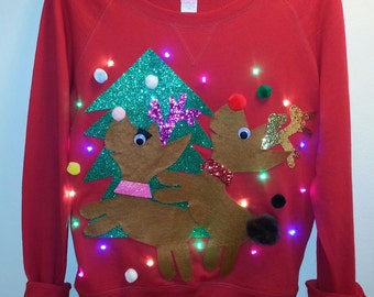 Couple's Light Up Ugly Christmas Sweaters by LizaDeesShoppe