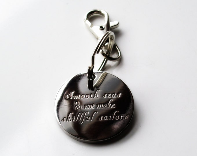 Custom Engraved Metal MED 1.25" Sobriety Key-chain/lanyard, To thine Own Self Be True, See description for letter limits & to order!