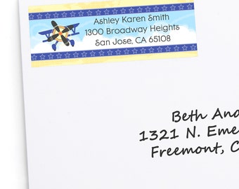 Airplane Address Labels - Personalized Return Address Sticker - 30 Count