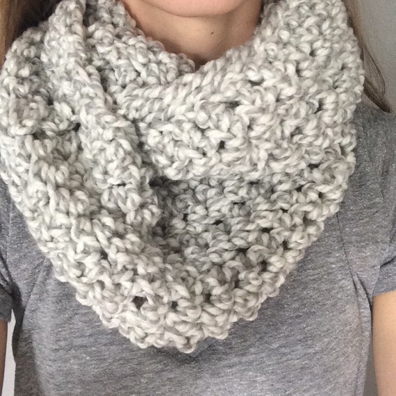 Items similar to Gray & White Infinity Scarf on Etsy