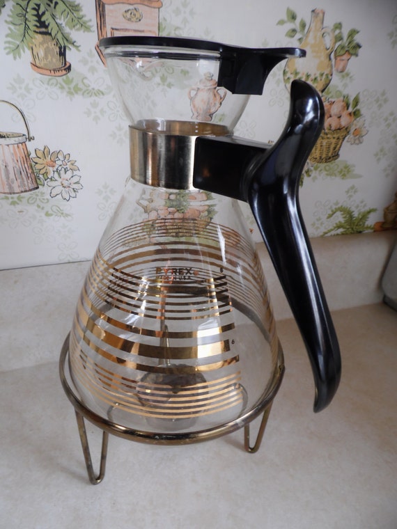 PYREX Vintage Glass COFFEE POT with Candle by locknessvintageshed