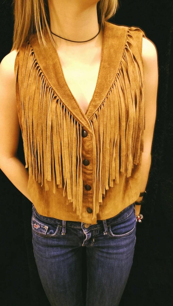 Leather Full Fringe Vest 70's Vintage Easy Rider Indian