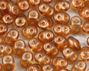 20grams 5x2.5mm Halo Sandalwood - 2-hole SuperDuo Czech Glass Beads, fancy halo color