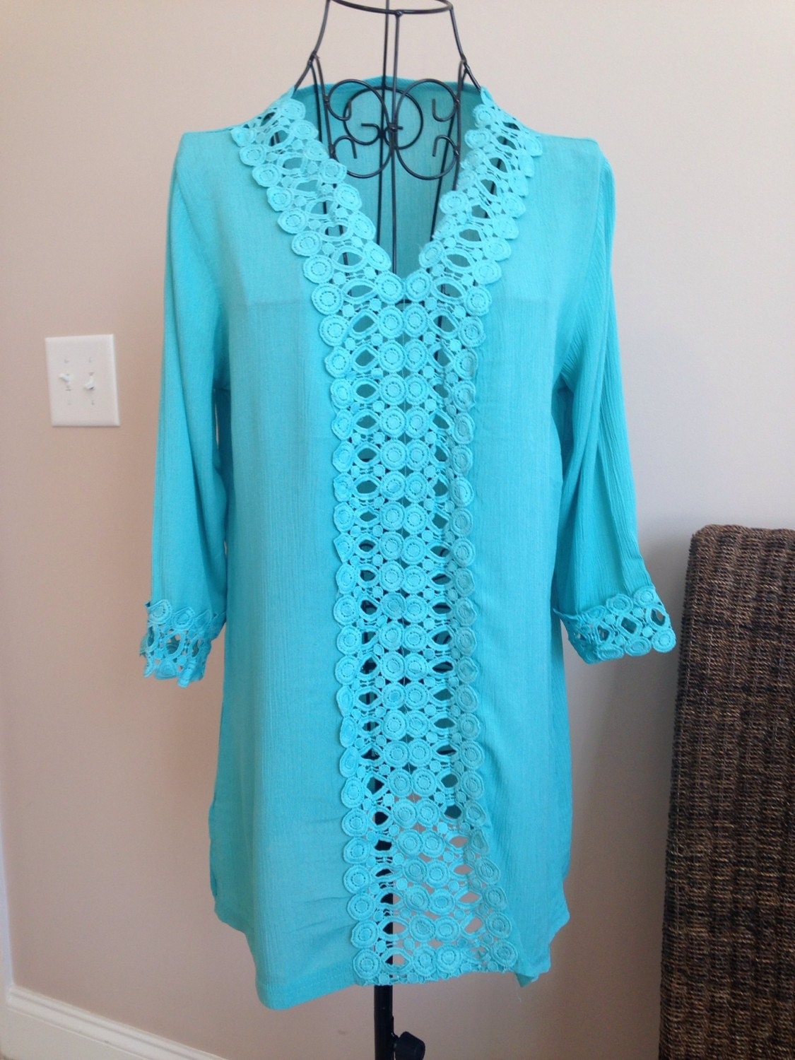 Turquoise Beach CoverUp Beach Dress Swimsuit by SwirlingHoney