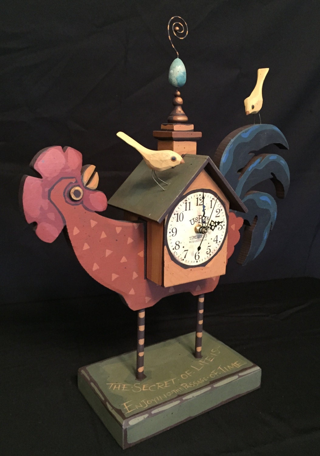 Wooden Rooster Clock