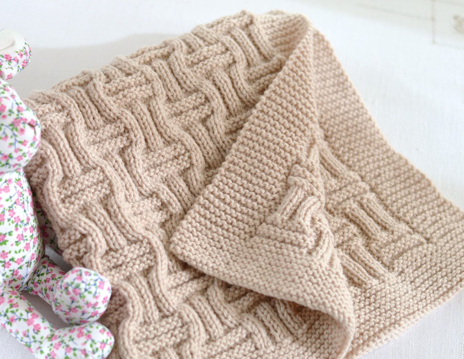 Baby Blanket With Reversible Gray & White Unisex Star Design 40" X 30