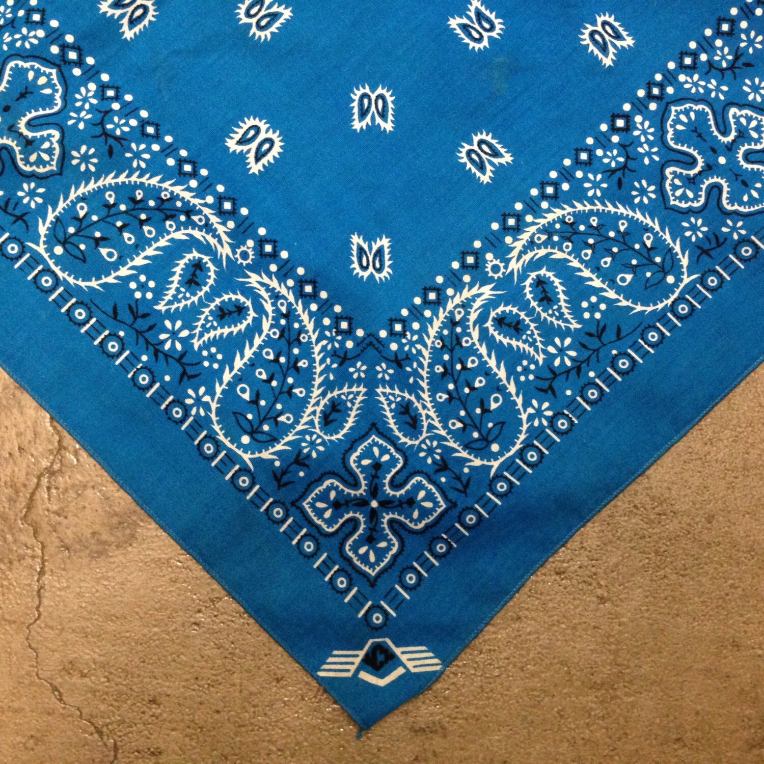 Vintage Blue Bandana Handkerchief by StreetDeco on Etsy