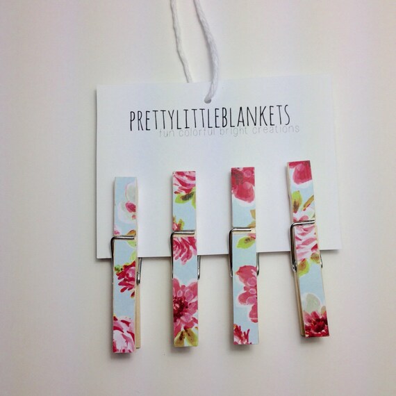 Clothespins Floral Picture Holders by prettylittleblankets on Etsy