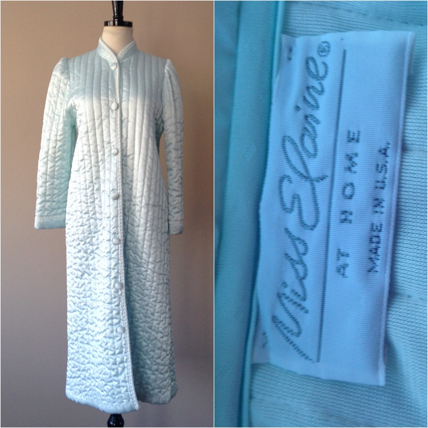 Quilted Satin House Coat Robe / By Miss Elaine / Size by LustNLux