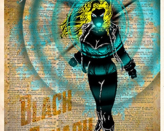 Black Canary - pop art print - Retro Super Hero Art - Dictionary print art