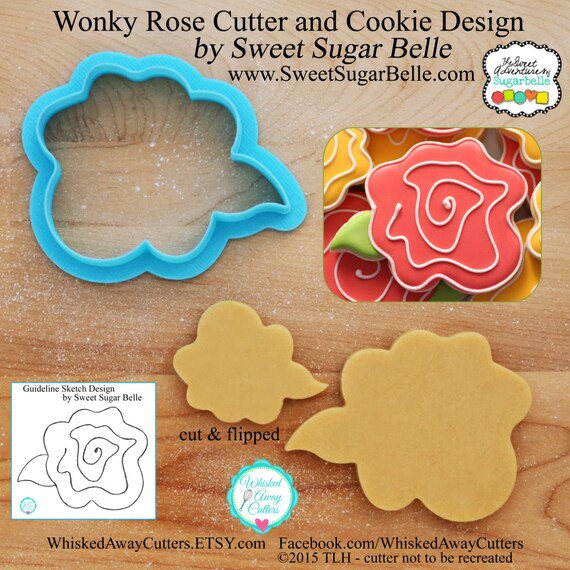 Wonky Rose Cookie Cutter and Fondant Cutter by Sweet Sugar Belle