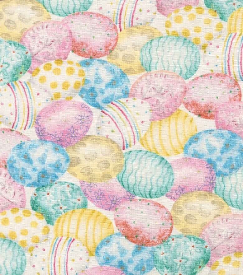 Easter Eggs Fabric, Robert Kaufman D71249 Pastel Eggs, Easter Quilt