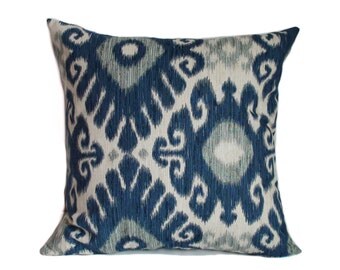 Blue pillows, 12x20, 16x16, 18x18, 20x20, 22x22, 24x24. 26x26, Pillow covers, Throw pillow, Ikat pillow, Toss pillows, Couch pillows, Shams