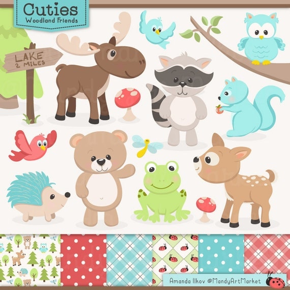 Download Cute Woodland Animals Clip Art & Papers Woodland Clipart