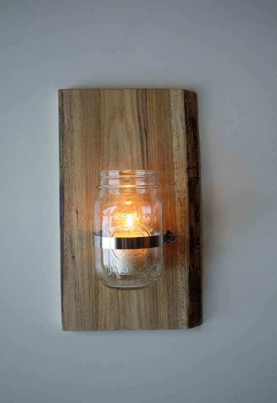 Wall Mounted Mason Jar 5 Sconce Candle Holder Vase or